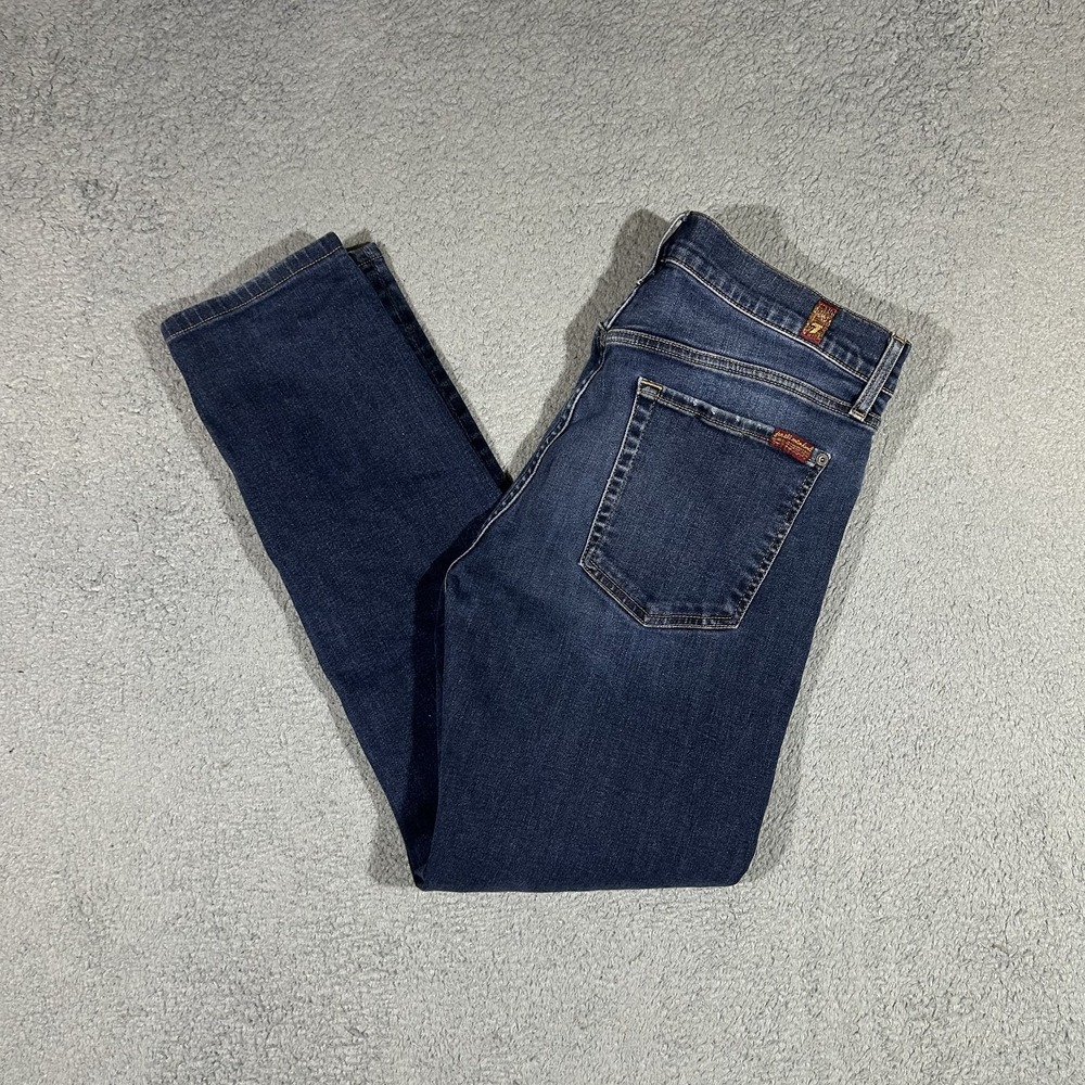 7 For All Mankind Ryley Jeans women's Size 33 Skinny Fit Blue Denim #3642